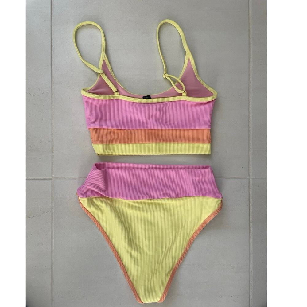Beach Riot Swim Bikini Swimsuit High Waist Color Block Swimwear ML - Picture 7 of 10
